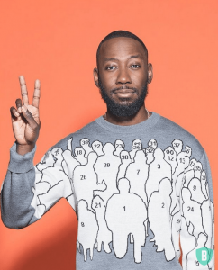 Lamorne Morris with V sign